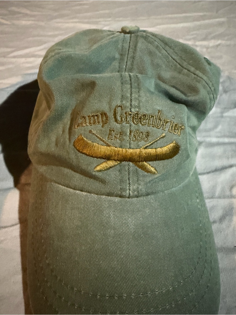 Adams Olive Green Baseball Cap with Gold Canoe Embroidery